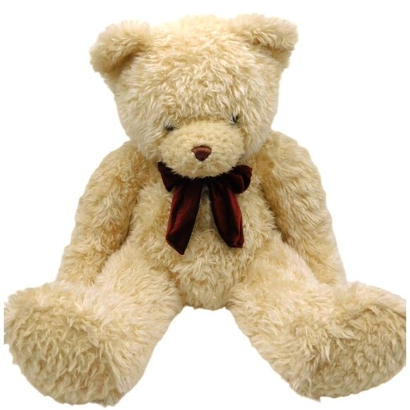 Caltoy Other - Vintage Caltoy Large 24" Cream Teddy Bear Plush Brown Bow